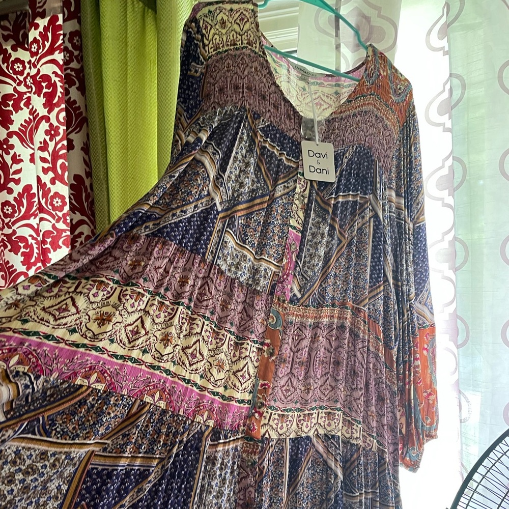 Brand new beautiful free flowing gingham style dress